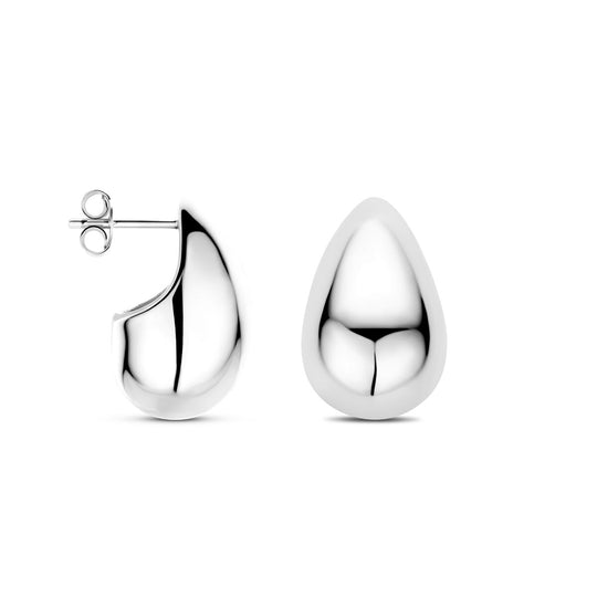 Gerhodineerd 925 zilveren oorknoppen druppelvorm – 20x12,5mm