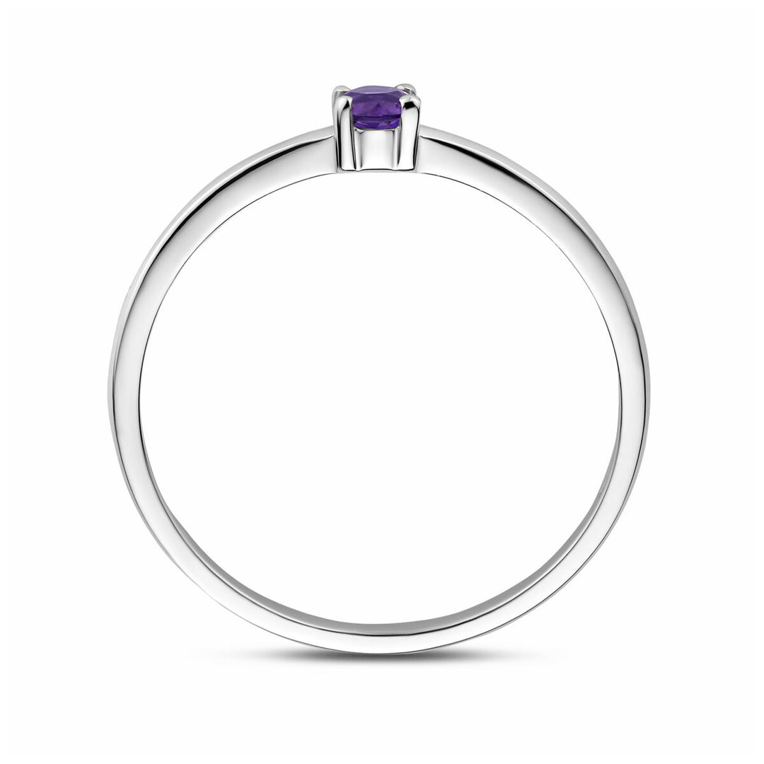 925 Zilveren Ring Februari Amethist Geboortesteen 3mm