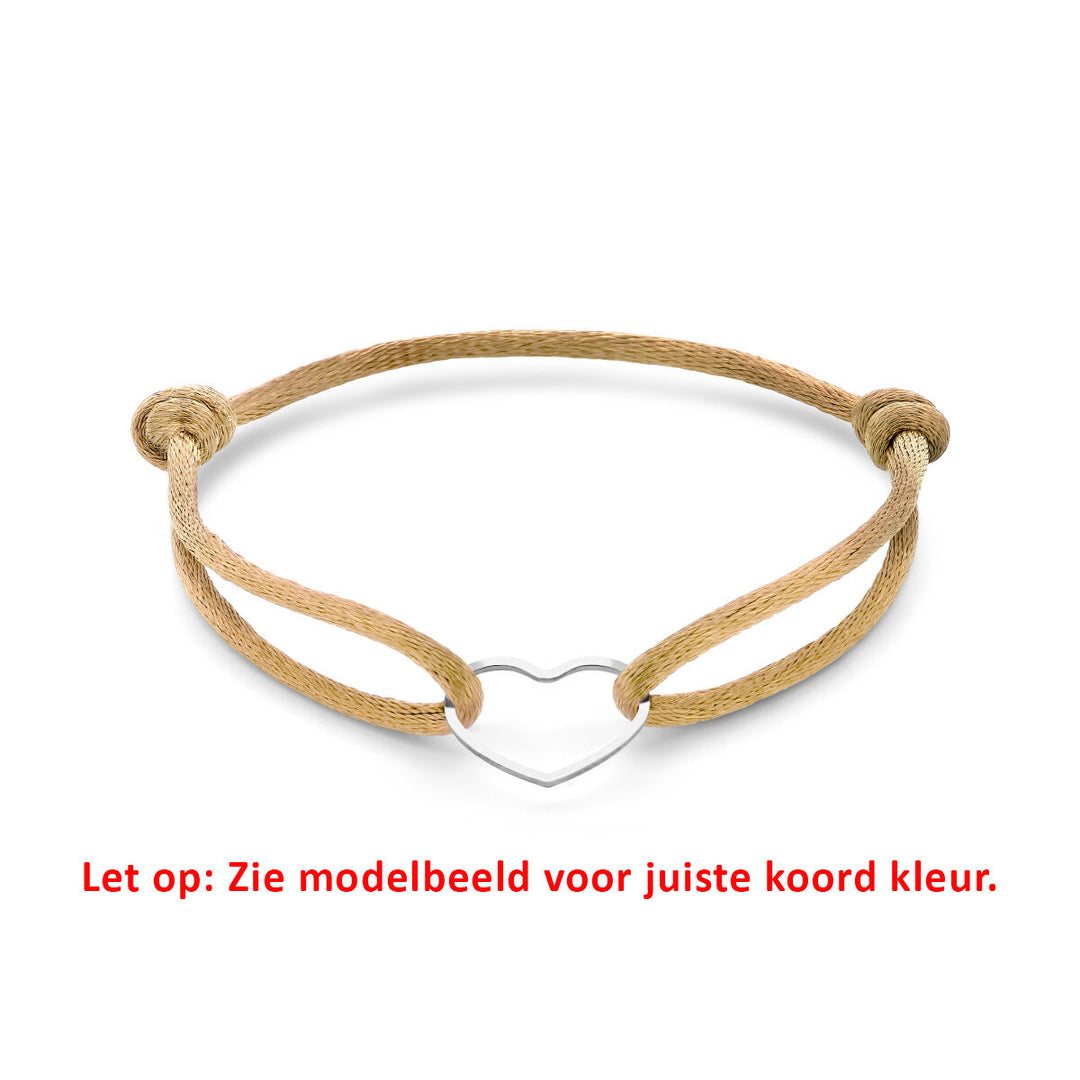 Satijnen Armband met Verguld Hartje – Verstelbaar 13–26 cm