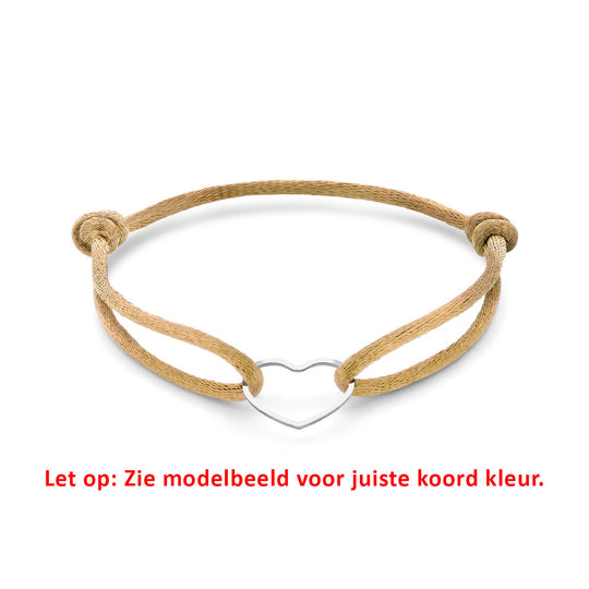 Satijnen Armband met Verguld Hartje – Verstelbaar 13–26 cm