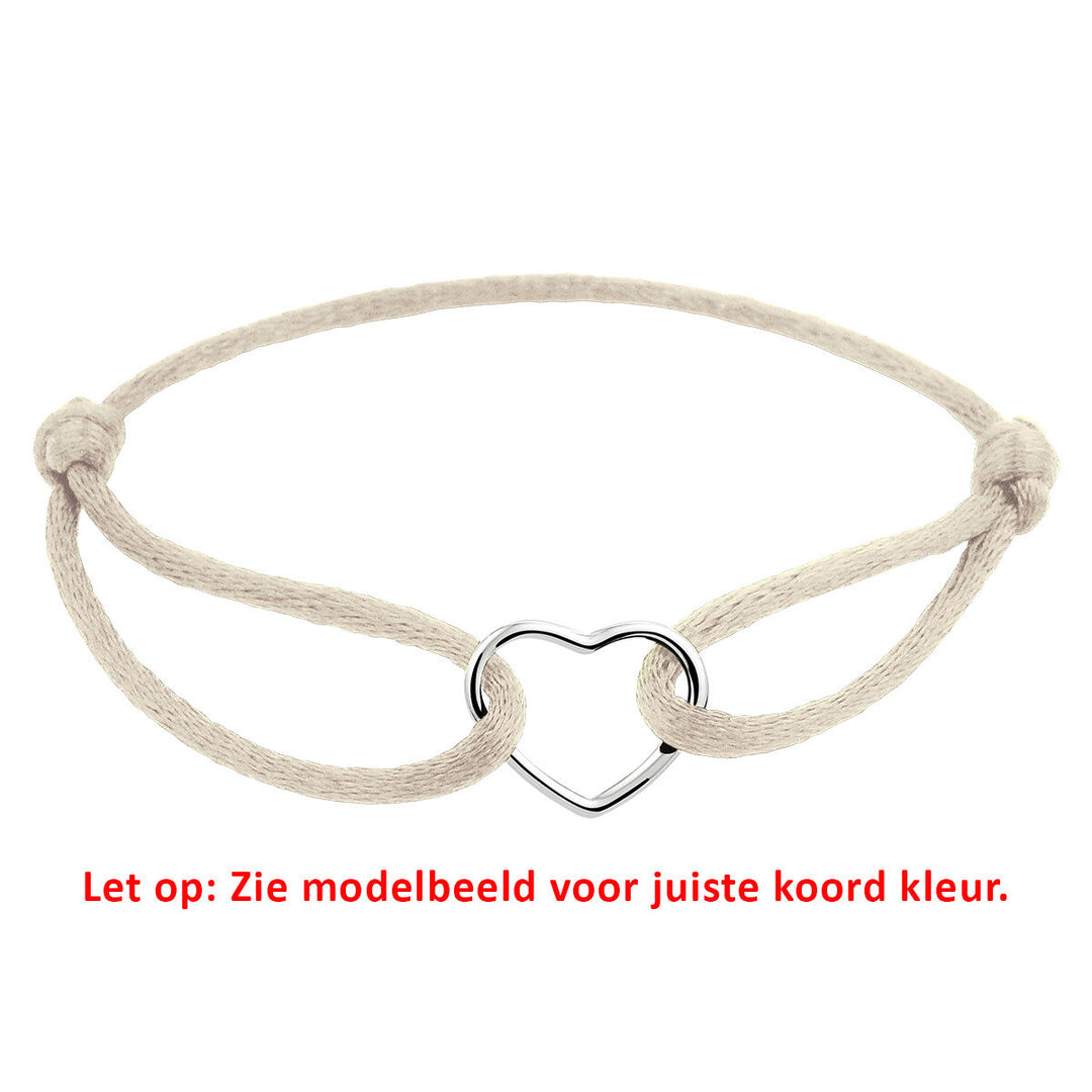 Satijnen Armband met Verguld Hartje – Verstelbaar 13–26 cm