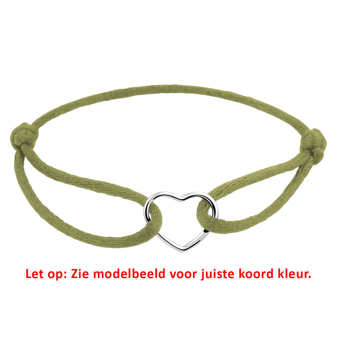 Satijnen Armband met Verguld Hartje – Verstelbaar 13–26 cm