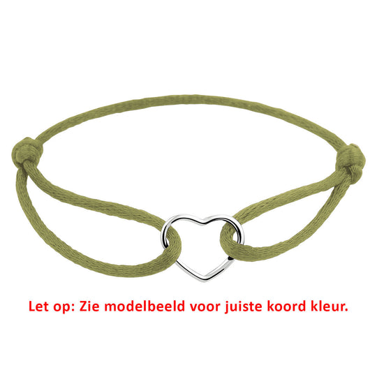 Satijnen Armband met Verguld Hartje – Verstelbaar 13–26 cm