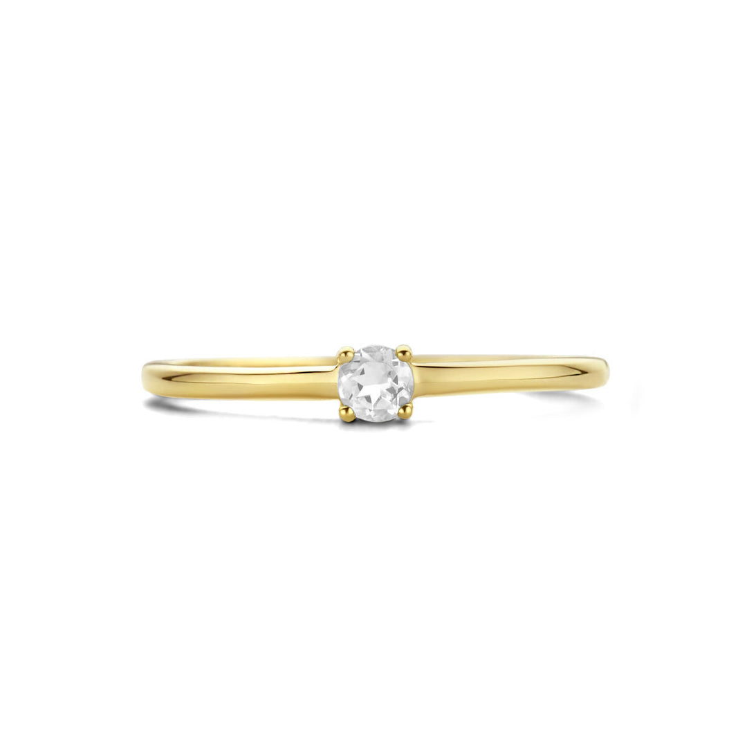 14k Geelgouden Ring April Zirkonia Geboortesteen 3mm